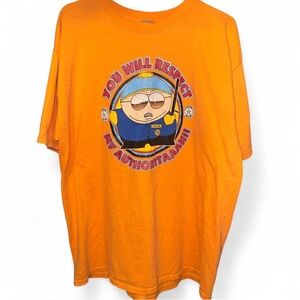 Adult XL South Park Cartman Authoritaaah!! Orange Tee